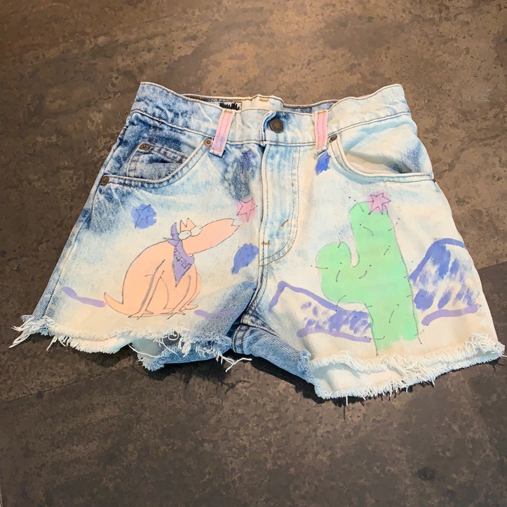 SALE Hand Painted Levi Cut-offs. size 25